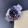Rolex watch with oyster bracelet and luminous markers on a dark dial