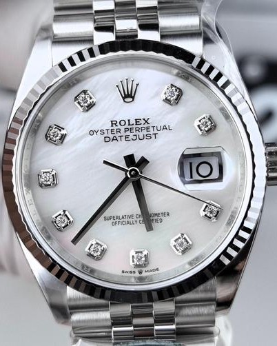 Rolex Datejust Super Clone 36mm Mother of Pearl Diamond Dial Watch 126233