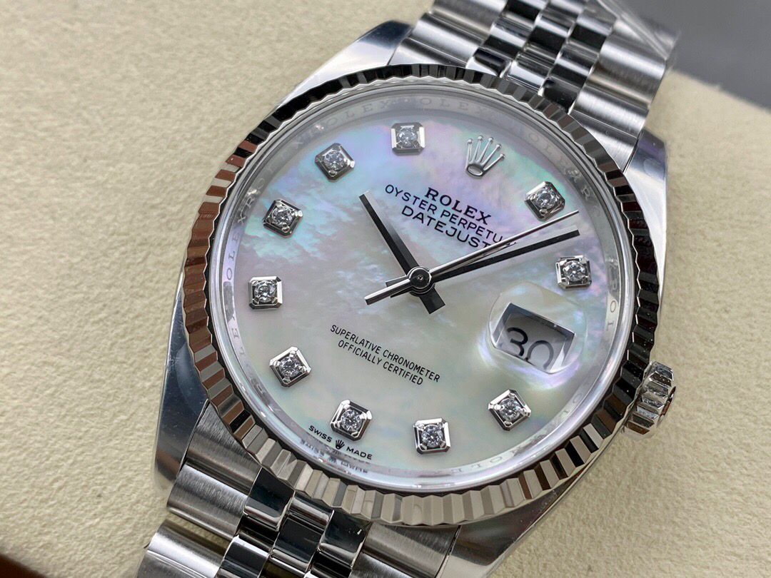 Rolex Datejust Super Clone 36mm Mother of Pearl – White Dial 116244