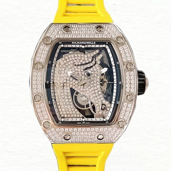 Richard Mille RM52-02 Men Mechanical Diamond Bezel Horse Dial Watch
