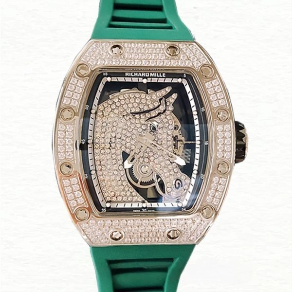 Richard Mille RM52-02 Mechanical Men Watch Rubber Band Diamond Bezel