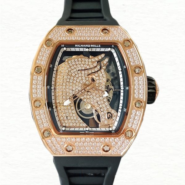 Richard Mille RM52-02 Mechanical Men Rubber Band Horse Dial Diamond Bezel