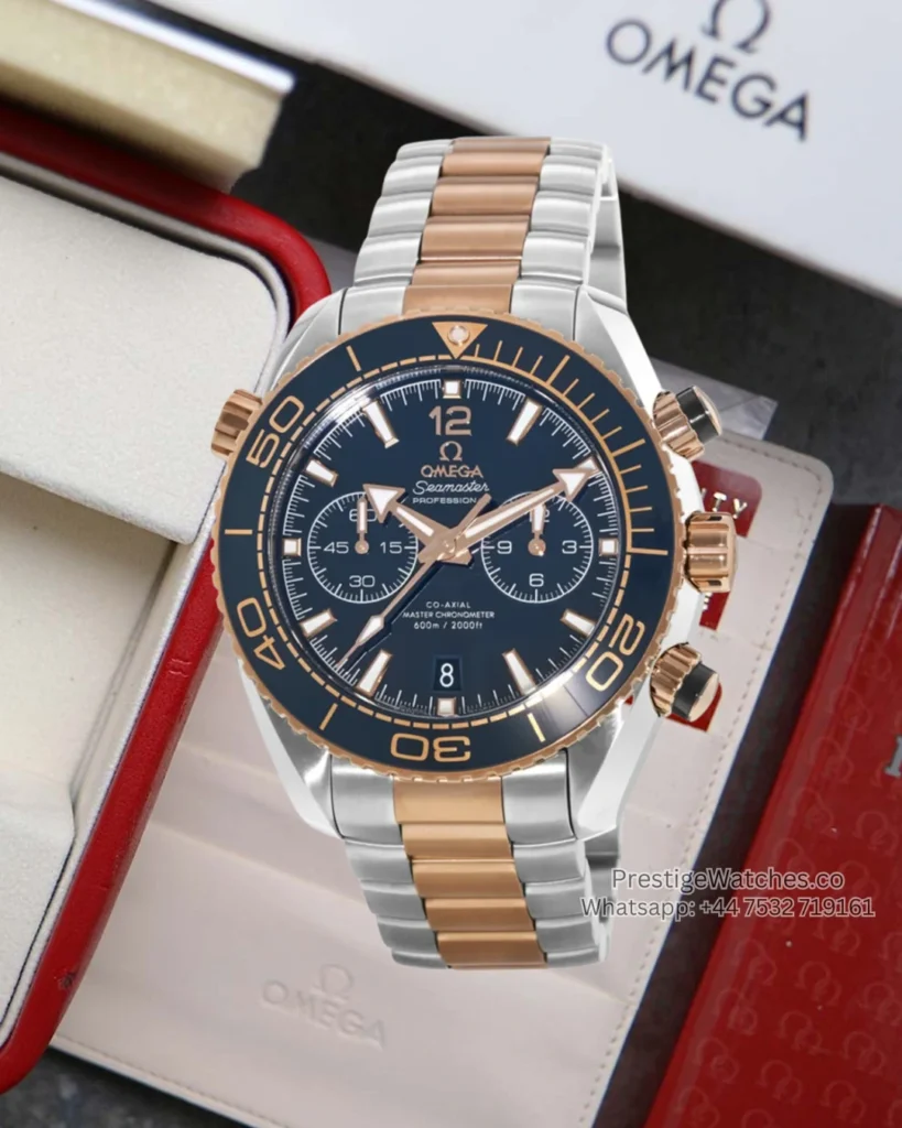 Omega Seamaster Planet Ocean Chronograph Super Clone Blue Dial Two-Tone Bracelet