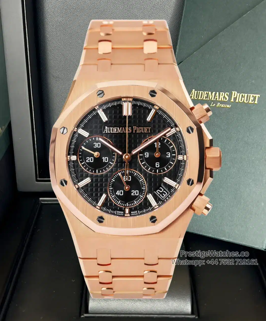 Ap Royal Oak Super Clone Chrono Rose Gold Black Dial 4401 Movement