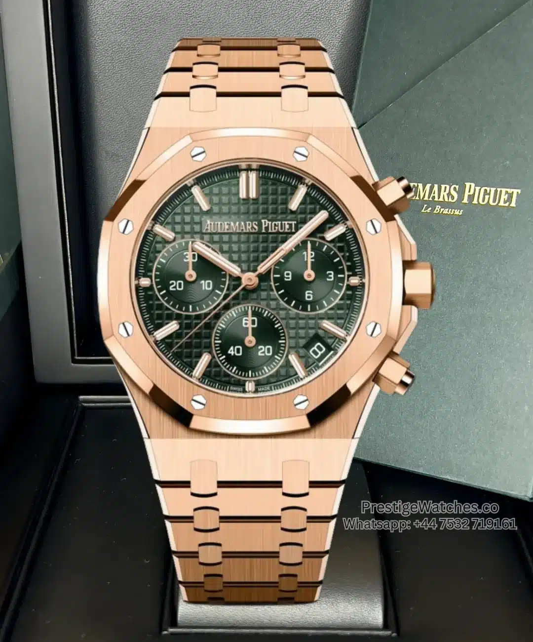 Audemars Piguet Royal Oak Super Clone Chronograph Ref.26240 Rose Gold Green Dial APS