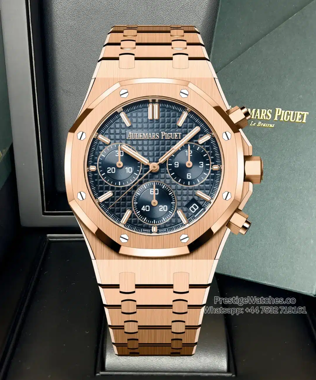 Audemars Piguet Royal Oak Super Clone Chronograph Rose Gold Blue Dial 26240