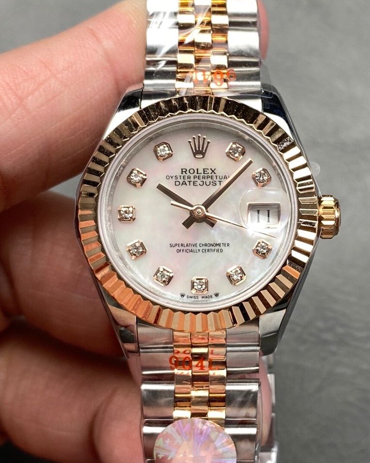 Rolex Lady-Datejust Super Clone 28mm Mother of Pearl Diamond Marker Women's Watch