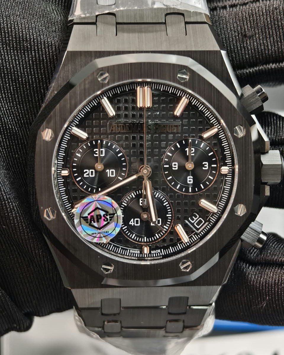 Audemars Piguet Royal Oak Super Clone Chronograph Stainless Steel Black Dial APS 4401 Movement