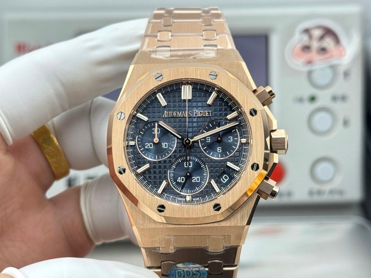 Audemars Piguet Royal Oak Super Clone Chronograph Rose Gold Blue Dial 26240