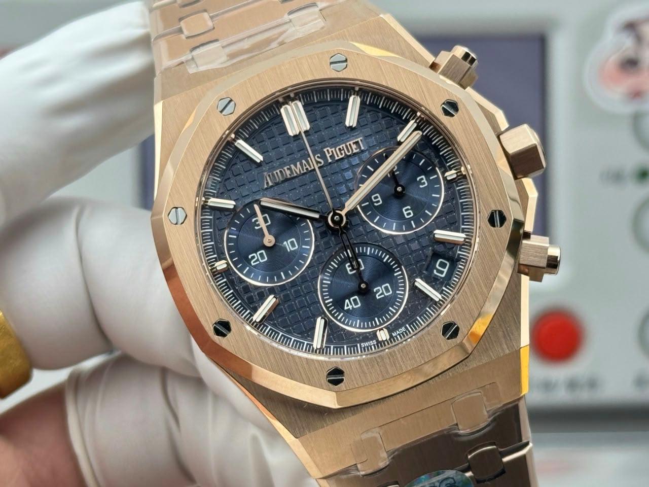 Audemars Piguet Royal Oak Super Clone Chronograph Rose Gold Blue Dial 26240