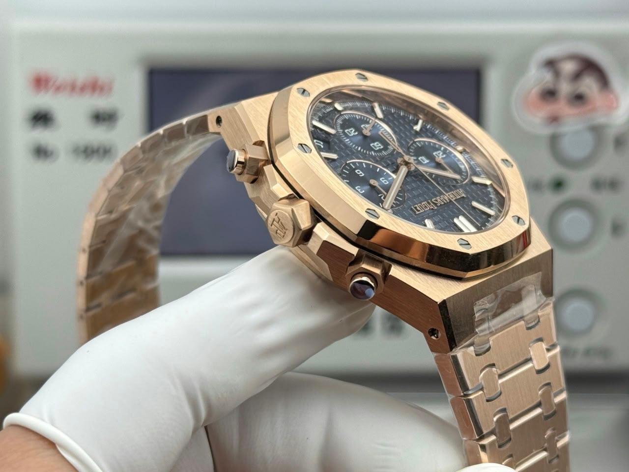Audemars Piguet Royal Oak Super Clone Chronograph Rose Gold Blue Dial 26240