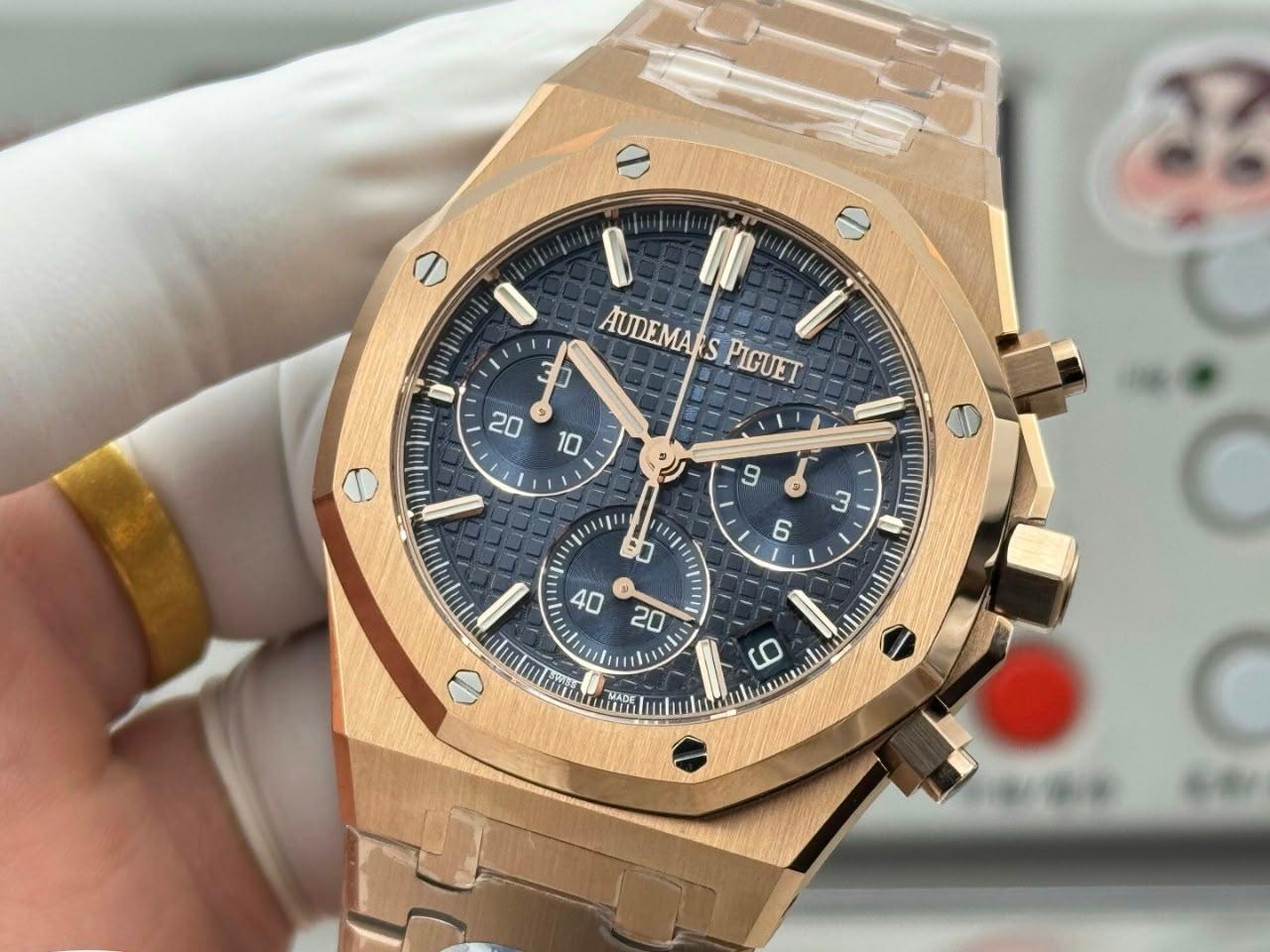 Audemars Piguet Royal Oak Super Clone Chronograph Rose Gold Blue Dial 26240