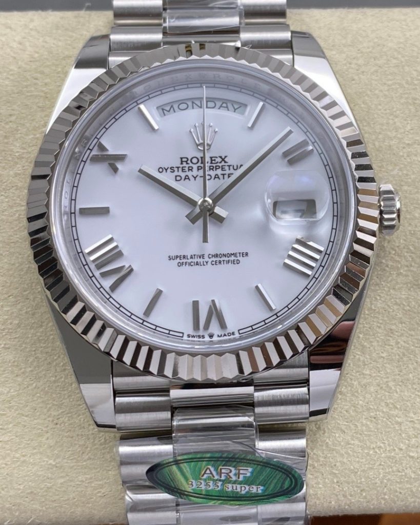 Day Date 40 SS RGF 1:1 Best Edition White Roman Dial on President Bracelet VR3255