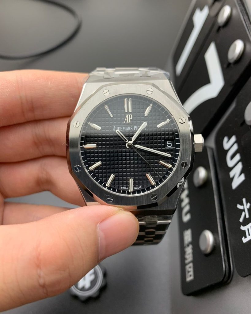 Royal Oak 41mm 15500 Black Textured Dial on RG Bracelet SA4302 Super Clone V3 Super clone